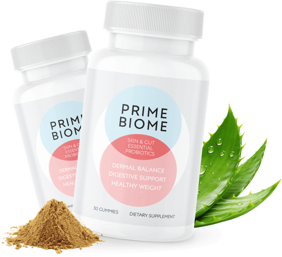 PrimeBiome Probiotic Supplement Bottle - Boost Digestion, Clear Skin, Support Weight Management